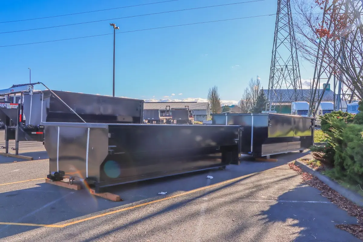 Roll-off dumpster ready for waste disposal at job site for Commercial Dumpster Rental in Delta